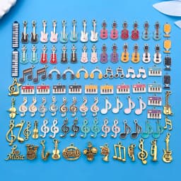 Mix 100 Pcs of Alloy Enamel Music Series Charms Pendants, Suitable for DIY Necklace, Earring, Keychain Jewelry Making Accessory