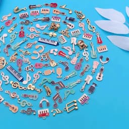Mix 100 Pcs of Alloy Enamel Music Series Charms Pendants, Suitable for DIY Necklace, Earring, Keychain Jewelry Making Accessory