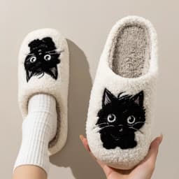 Cute Cat and Dog Exquisite Pattern Children's Slippers Indoor Winter Warm Breathable Comfortable Parent-child Leisure Home Shoes