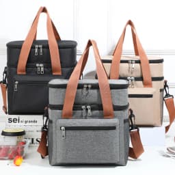 1PC Large Capacity Lunch Bag Double Layers Thermal Insulation Picnic Bag Food Drink Storage Tote With Shoulder Strap Cooler Bags