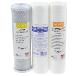 10-Inch Water Purifier Filter 5 micron PP Cotton Filter+ 1 micron PP Filter+ Activated Carbon Filter Cartridge