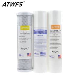 10-Inch Water Purifier Filter 5 micron PP Cotton Filter+ 1 micron PP Filter+ Activated Carbon Filter Cartridge
