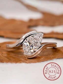 925 Sterling Silver Fashion Twisted Water Drop Zircon Ring For Women Engagement Wedding Luxury High Quality Fine Jewelry