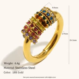 La. Muses Ring Colored Cubic Zircon Stainless Steel Women's Ring PVD Gold Plated Simple Classic Finger Jewelry Accessories