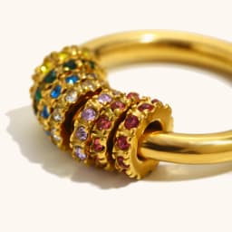 La. Muses Ring Colored Cubic Zircon Stainless Steel Women's Ring PVD Gold Plated Simple Classic Finger Jewelry Accessories