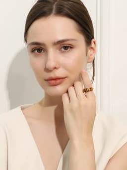 La. Muses Ring Colored Cubic Zircon Stainless Steel Women's Ring PVD Gold Plated Simple Classic Finger Jewelry Accessories