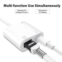 Byscoon Lightning to RJ45 Ethernet LAN Network Adapter with Charge Port for Select iPhone,iPad Models 100Mbps Plug and Play