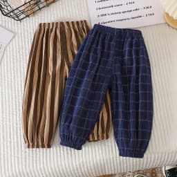 Summer Kids Casual Pants 1-6Y Simple Boys Grid Sweat Pants Korean Loose Thin Children Striped Letter Trousers