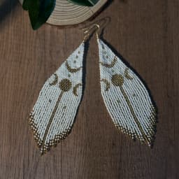 Women's Fashion Dangle Beaded Fringe Earrings Bohemian Style Moon Pattern Seed Beads Hand-Woven Accessories for Everyday Wear