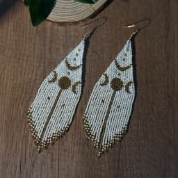 Women's Fashion Dangle Beaded Fringe Earrings Bohemian Style Moon Pattern Seed Beads Hand-Woven Accessories for Everyday Wear