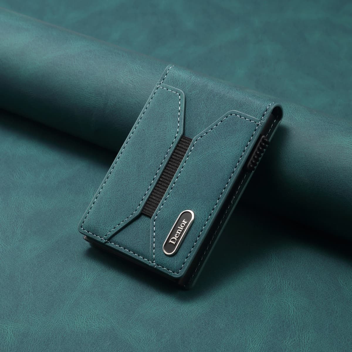 Denior Magsafe Magnetic Card Bag, Press Type Automatic Pop-Up Multifunctional Card Box, Can Hold 6-10 Credit Cards Leather Walle