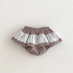 Baby Girls Plaid Skirt Shorts Kids Ruffles Lace Embroidery Pettiskirt Toddler Tutu Skirt Infant Bloomers PP Shorts 0-3t