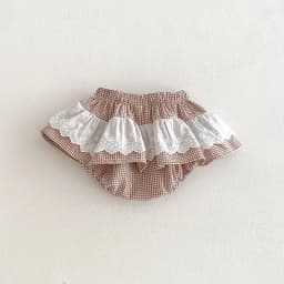 Baby Girls Plaid Skirt Shorts Kids Ruffles Lace Embroidery Pettiskirt Toddler Tutu Skirt Infant Bloomers PP Shorts 0-3t
