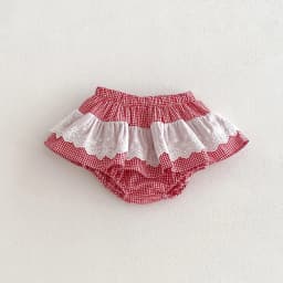 Baby Girls Plaid Skirt Shorts Kids Ruffles Lace Embroidery Pettiskirt Toddler Tutu Skirt Infant Bloomers PP Shorts 0-3t
