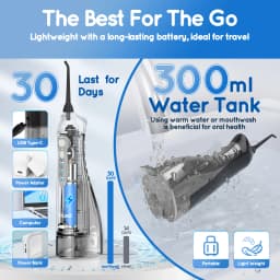 Water Floss D52 Portable Water Flosser USB Rechargeable Oral Water Jet Floss Tooth Pick 4 Jet Tip 300ml 3 Modes Teeth Clean