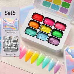 UR SUGAR 4 In 1 Pat Painting Gel Nail Polish Set 9 Colors Semi Permanent Soak Off UV LED Nails With Sponge Gradient For Nail DIY