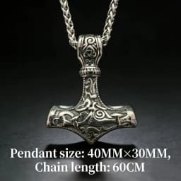 316L Stainless Steel Nordic Odin Viking Rune Pendant Chain Necklace For Men Vintage Mjolnir Jewelry Accessory Gift Box