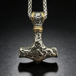 316L Stainless Steel Nordic Odin Viking Rune Pendant Chain Necklace For Men Vintage Mjolnir Jewelry Accessory Gift Box