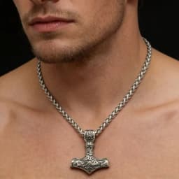 316L Stainless Steel Nordic Odin Viking Rune Pendant Chain Necklace For Men Vintage Mjolnir Jewelry Accessory Gift Box