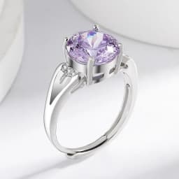 925 Sterling Silver 4 Carat Purple Nest Cut Crystal Zircon Ring Birthday Party Anniversary Gift