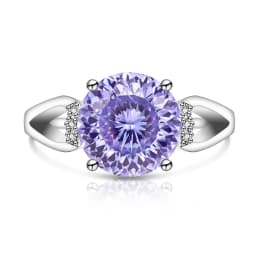 925 Sterling Silver 4 Carat Purple Nest Cut Crystal Zircon Ring Birthday Party Anniversary Gift