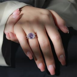 925 Sterling Silver 4 Carat Purple Nest Cut Crystal Zircon Ring Birthday Party Anniversary Gift