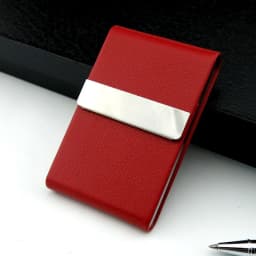 Business Card Holder PU Leather & Stainless Steel Business Card Case for Men Women Slim Name Cards Holder RFID Magnetic Closure
