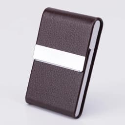 Business Card Holder PU Leather & Stainless Steel Business Card Case for Men Women Slim Name Cards Holder RFID Magnetic Closure