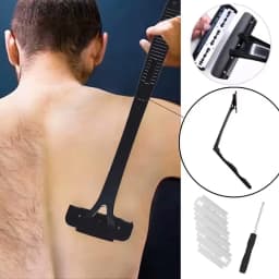 Men's Foldable Back Shaver Razor - Body Leg Hair Removal Trimmer with Handle Portable Shaving Tool for Men
