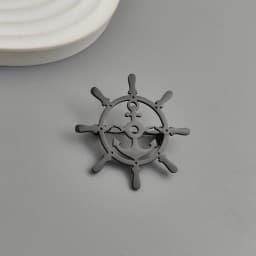 Original design rudder anchor hollow stainless steel gold-plated 18K brooch, suit lapel pin, men's formal dress accessories