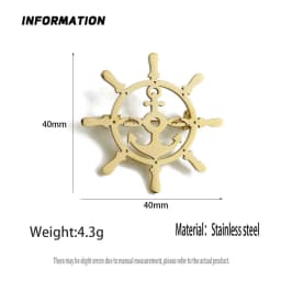 Original design rudder anchor hollow stainless steel gold-plated 18K brooch, suit lapel pin, men's formal dress accessories