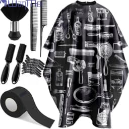 WANMEI Barber Cloak Set with Dust Removal Brush and Comb Professional Barber Accessories Clean Supplies Salon Haircut Styling