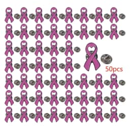 5/10/50/100 Pcs Breast Cancer Awareness Pins - Pink Cancer Ribbon Lapel Pin for Women & Charity Support - Enamel Brooches
