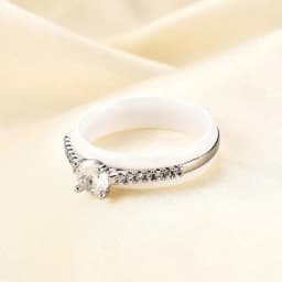 New Hot 6mm Black and White Ceramics Ring For Women Fashion Micro Inlaid Zircon Wedding Couple Rings Aesthetic Jewelry Gift