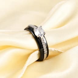 New Hot 6mm Black and White Ceramics Ring For Women Fashion Micro Inlaid Zircon Wedding Couple Rings Aesthetic Jewelry Gift