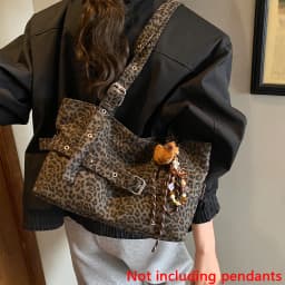 Casual Large-Capacity Leopard Print Women's Bag New Lightweight Versatile Shoulder Bag Relaxed Commuting Tote Bag