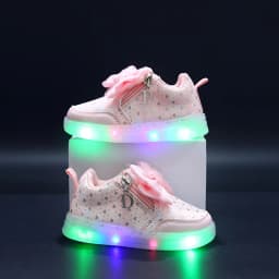 Mgo Kidss New Spring Bow-Knot Pink Princess Shoes, Casual Sports Comfortable Korean-Style Kidsren's Shoes for Kidsren Aged 1-6 Years Old with Light-Up Lights for Girls, Sports Girls' Kidsren's Shoes