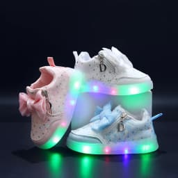 Mgo Kidss New Spring Bow-Knot Pink Princess Shoes, Casual Sports Comfortable Korean-Style Kidsren's Shoes for Kidsren Aged 1-6 Years Old with Light-Up Lights for Girls, Sports Girls' Kidsren's Shoes
