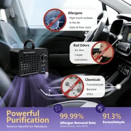 12V Car Ozone Generator 15000mg/h Portable Ozone Machine O3 Air Purifier Ozonator Odor Eliminator for Car Remove Formaldehyde