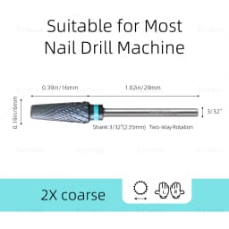 HYTOOS Safety 5 in 1 Pro Nail Drill Bits DLC/Titanium Carbide Tapered Nail Bit for Gel Removal File Drills Accessories Tools