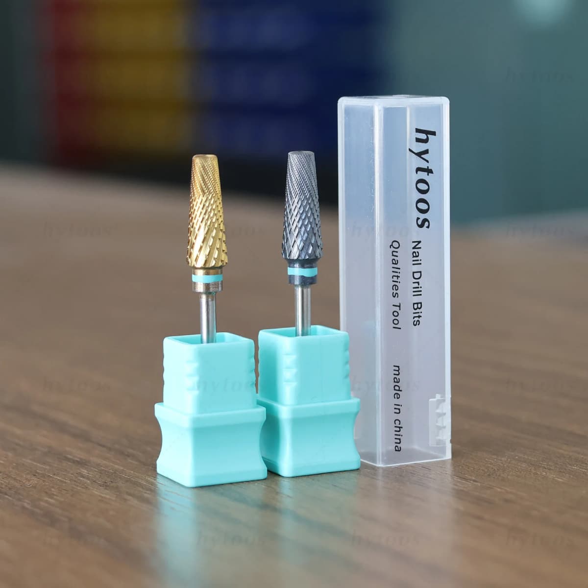 HYTOOS Safety 5 in 1 Pro Nail Drill Bits DLC/Titanium Carbide Tapered Nail Bit for Gel Removal File Drills Accessories Tools