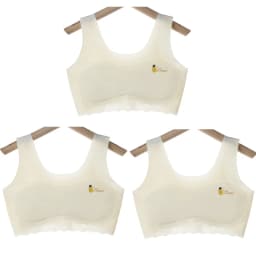 3pcs Girls Solid Color Bra Teen Developmental Vest Bra Pupil Thin Ice Silk Seamless Middle School Students Comfortable Underwear