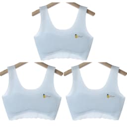 3pcs Girls Solid Color Bra Teen Developmental Vest Bra Pupil Thin Ice Silk Seamless Middle School Students Comfortable Underwear