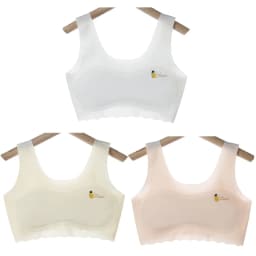 3pcs Girls Solid Color Bra Teen Developmental Vest Bra Pupil Thin Ice Silk Seamless Middle School Students Comfortable Underwear