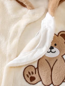 Autumn Winter Baby Bear Onesie with Hat Soft Plush Fabric Warm Cute Heated Footed Suit with Head Protection Bear Ear Design Infa