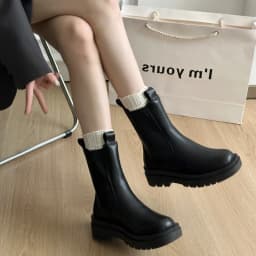 Sooty British-style Women's Boots 2025 Autumn-Winter New Style Fashionable and Versatile Round-Toe Short Boots with Thick Soles