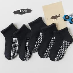 10pairs of solid color children's socks, boys' mesh adhesive style, spring and summer sweat absorbing classic black and white gr