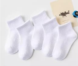 10pairs of solid color children's socks, boys' mesh adhesive style, spring and summer sweat absorbing classic black and white gr