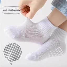 10pairs of solid color children's socks, boys' mesh adhesive style, spring and summer sweat absorbing classic black and white gr