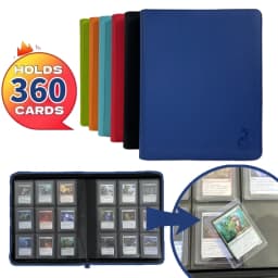 9-Pocket Toploader Binder, Top Loader Binder for Cards, Holds 360, Card Folders for Trading Cards or Sports Cards in 3 X 4''